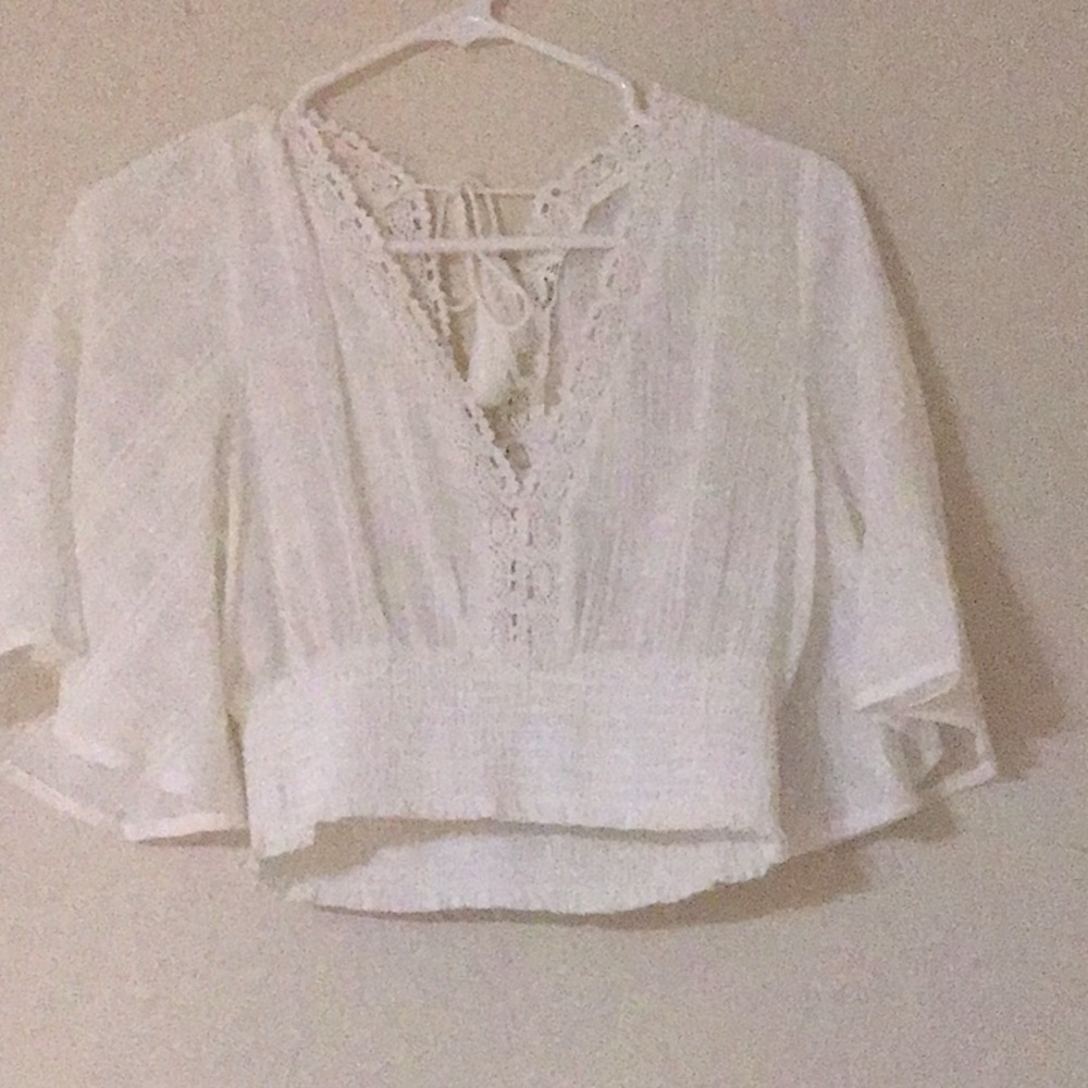 White floral timing crop top